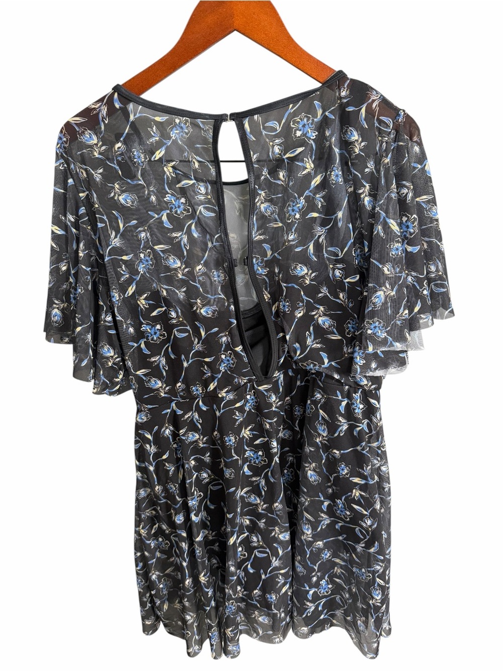 BloomChic Black Floral One-Piece Swimsuit with Blue and White Accents - Picture 2 of 9